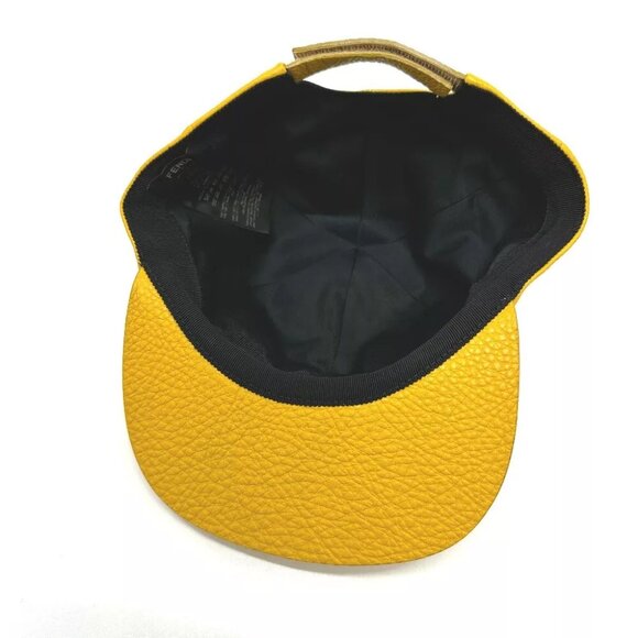 FENDI FXQ768 logo cap Leather yellow main image 10